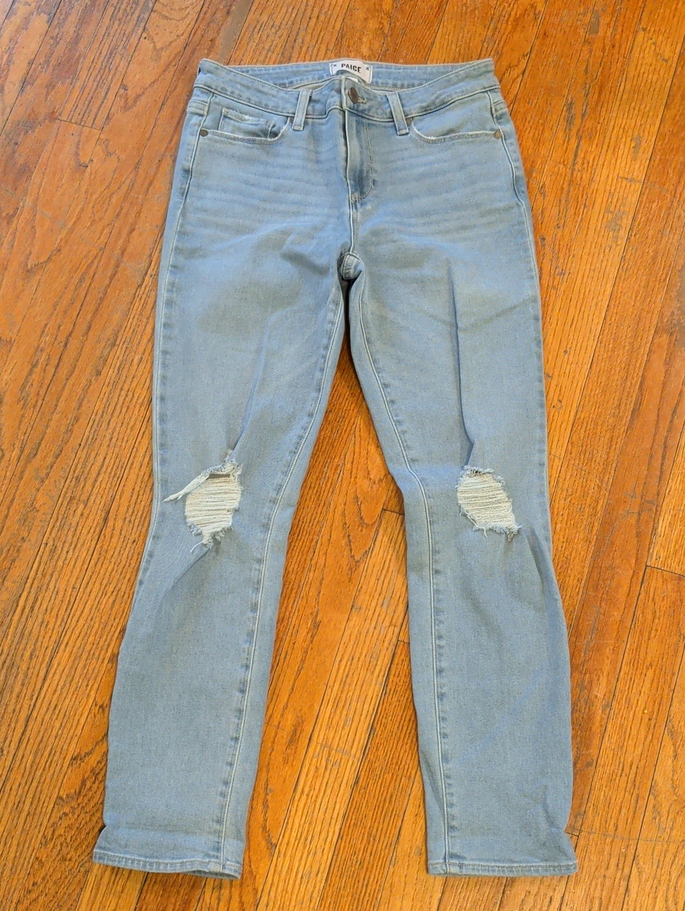PAIGE Women's Light Blue Distressed Skinny Jeans
